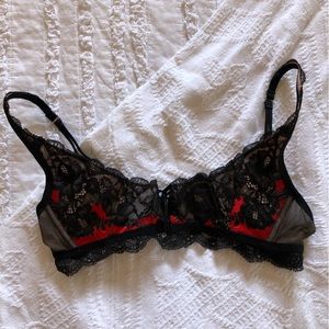 Hot Topic Black and Red Lace Bralette